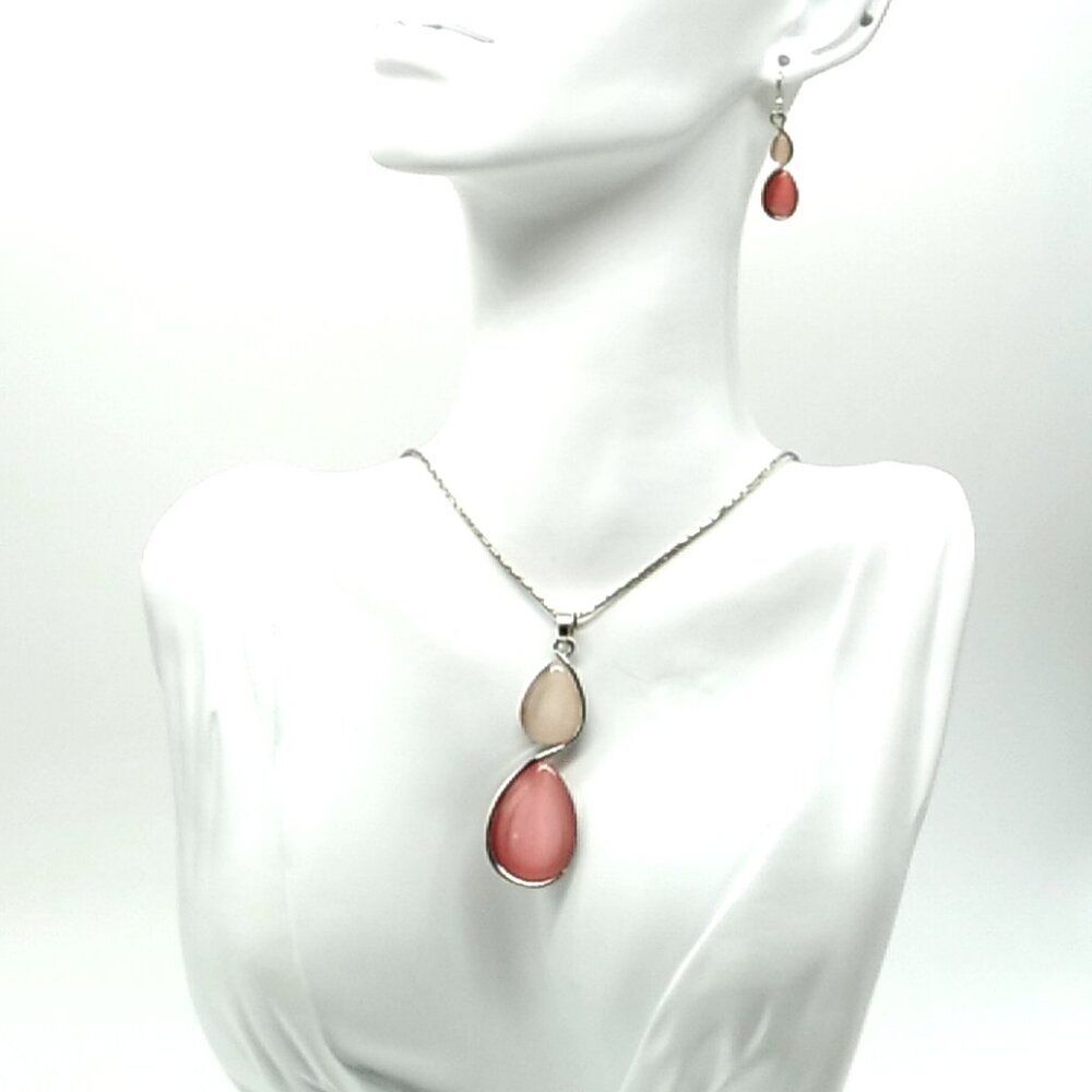 Infinity Pendant Simulated Gemstone Necklace & Earring Set Faux gemstone jewelry